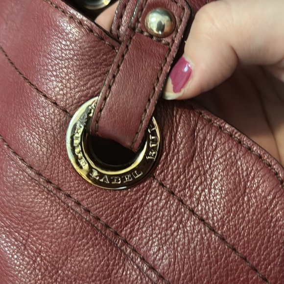 Burberry Blue Label Burgandy Soft Leather Tote Shoulder Bag - Picture 11 of 12